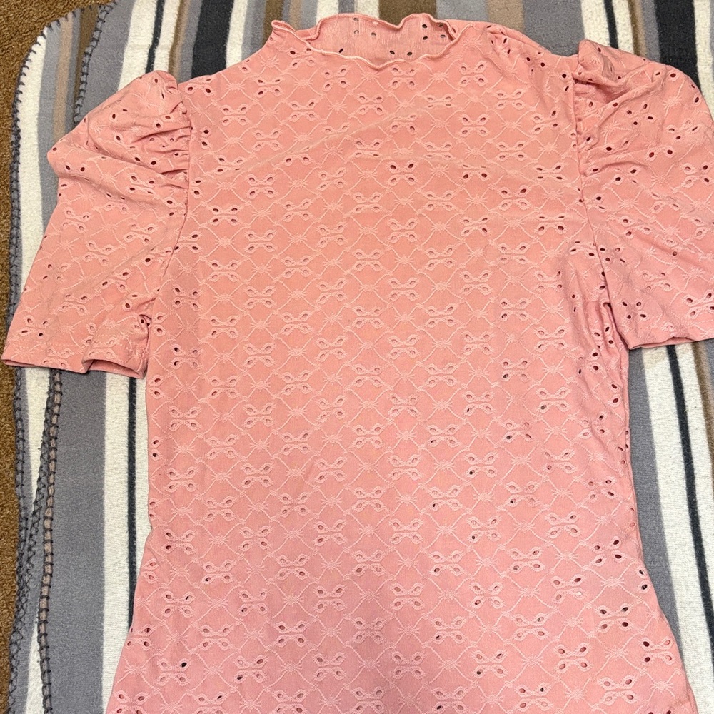 Elegant Pink Eyelet Blouse